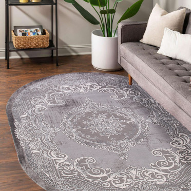 Ковер турецкий овальный 03762A GREY - коллекция ARMINA
